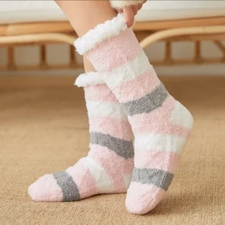 Plush Striped Fuzzy Socks