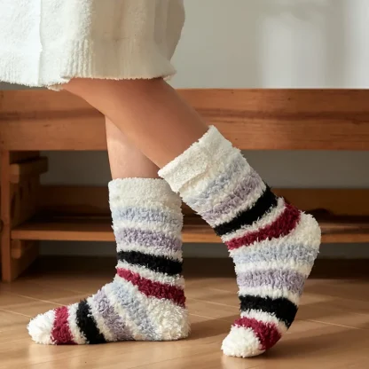 Stripe Winter Fuzzy Slipper Socks - Image 4