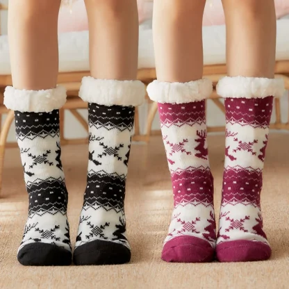 Christmas Reindeer Cozy Fuzzy Socks - Image 3