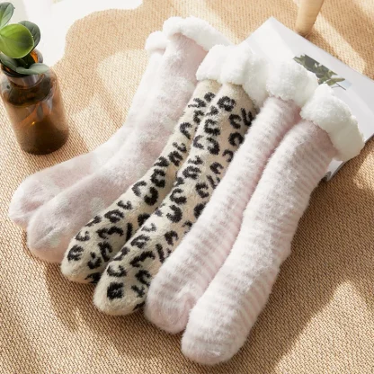 Leopard Print Cozy Fuzzy Socks - Image 3