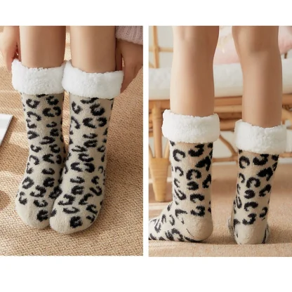 Leopard Print Cozy Fuzzy Socks - Image 4