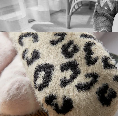 Leopard Print Cozy Fuzzy Socks - Image 5
