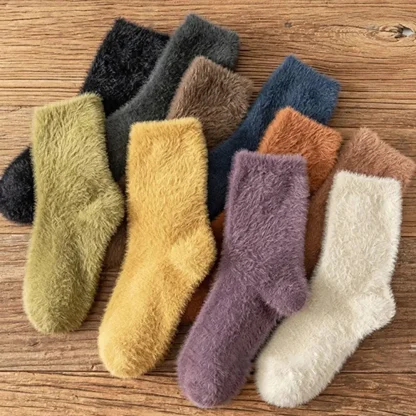 Solid Color Cozy Fuzzy Socks