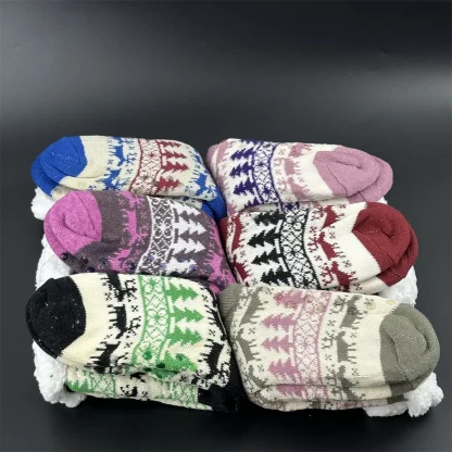 Christmas Deer Tree Cozy Fuzzy Socks - Image 2