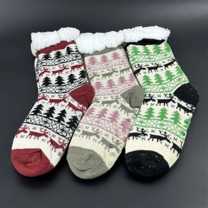 Christmas Deer Tree Cozy Fuzzy Socks