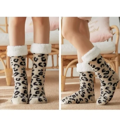 Leopard Plush Cozy Fuzzy Socks - Image 4