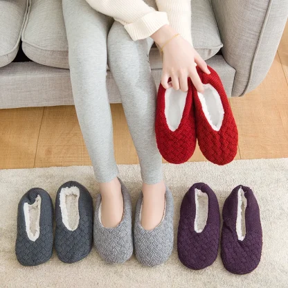 Cozy Knitted Fuzzy Slipper Socks - Image 2