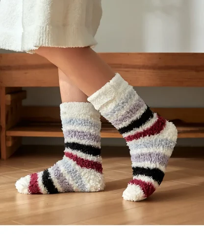 Plush Striped Cozy Fuzzy Socks - Image 4