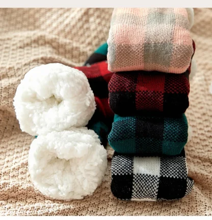 Plaid Short Warm Cozy Fuzzy Socks - Image 4