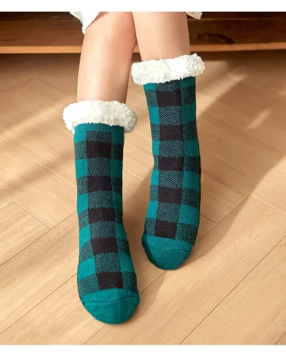 Plaid Short Warm Cozy Fuzzy Socks
