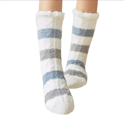 Striped Fleece Cozy Fuzzy Socks - Image 2
