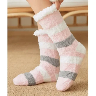 Striped Fleece Cozy Fuzzy Socks