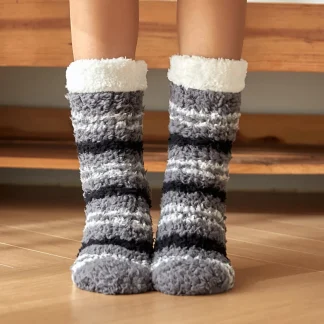 Plush Striped Cozy Fuzzy Socks
