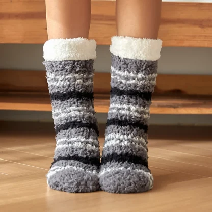 Plush Striped Cozy Fuzzy Socks