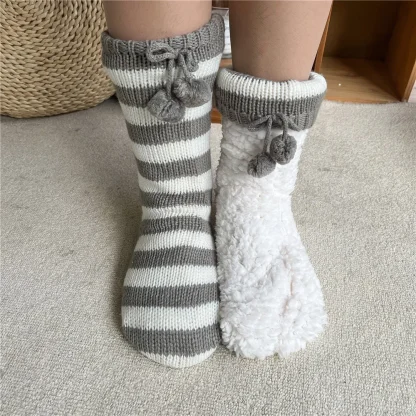 Striped Plush Cozy Fuzzy Socks - Image 2