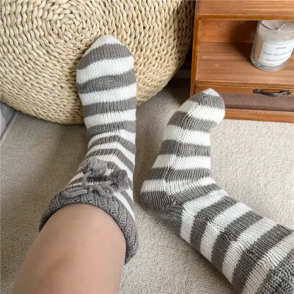 Striped Plush Cozy Fuzzy Socks - Image 4