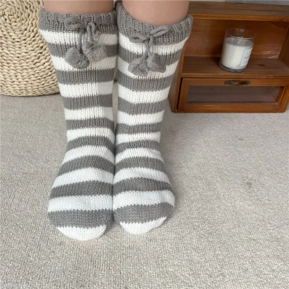 Striped Plush Cozy Fuzzy Socks