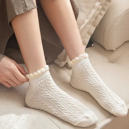 Short Ruffle Cozy Fuzzy Socks - Image 3